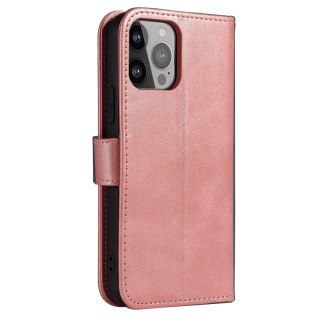 Magnet Case elegancki futerał etui pokrowiec z klapką i funkcją podstawki iPhone 13 różowy