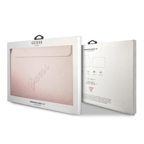 Pokrowiec Guess Saffiano Script na laptopa 13'' - różowy