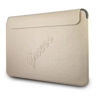 Pokrowiec Guess Saffiano Script na laptopa 13'' - złoty