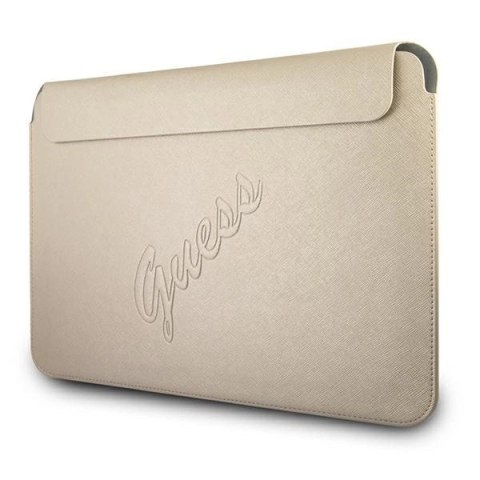 Pokrowiec Guess Saffiano Script na laptopa 13'' - złoty