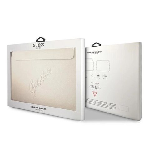 Pokrowiec Guess Saffiano Script na laptopa 13'' - złoty