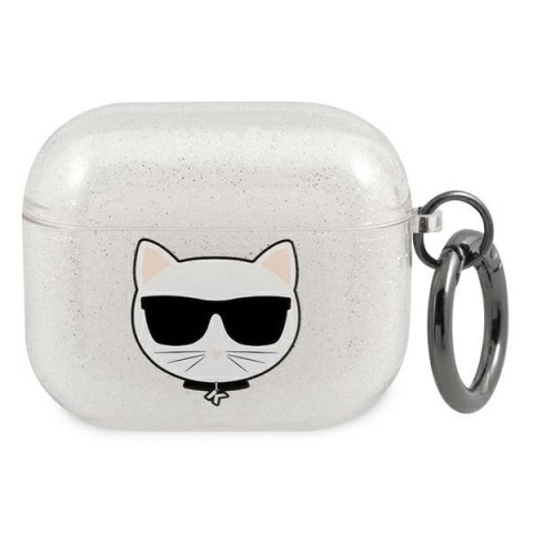 Etui Karl Lagerfeld Glitter Choupette na AirPods 3 - srebrne Etui Karl Lagerfeld Glitter Choupette na AirPods 3 - srebrne
