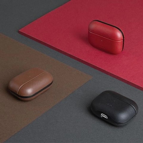 Etui UNIQ Terra Genuine Leather na AirPods Pro - oliwkowe Etui UNIQ Terra Genuine Leather na AirPods Pro - oliwkowe
