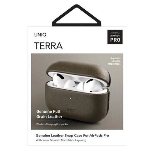 Etui UNIQ Terra Genuine Leather na AirPods Pro - oliwkowe Etui UNIQ Terra Genuine Leather na AirPods Pro - oliwkowe