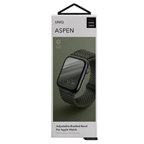 Pasek UNIQ Aspen Braided na Apple Watch 1/2/3/4/5/6/7/8/SE/SE2 40/38/41mm - zielony Pasek UNIQ Aspen Braided na Apple Watch 1/2/3/4/5/6/7/8/SE/SE2 40/38/41mm - zielony