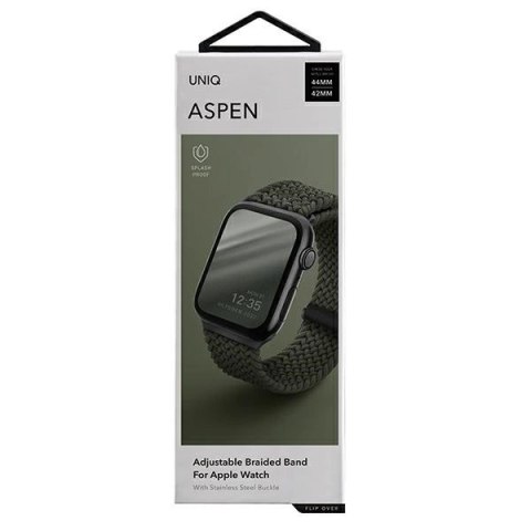 Pasek UNIQ Aspen Braided na Apple Watch 1/2/3/4/5/6/7/8/SE/SE2 44/42/45 mm - zielony