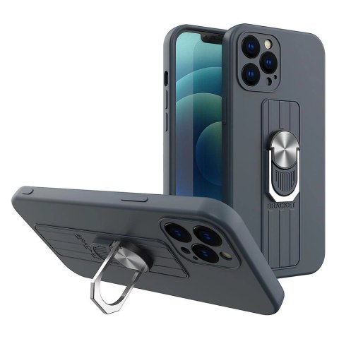 Ring Case silikonowe etui z uchwytem na palec i podstawką do iPhone 12 Pro ciemnoniebieski Ring Case silikonowe etui z uchwytem na palec i podstawką do iPhone 12 Pro ciemnoniebieski