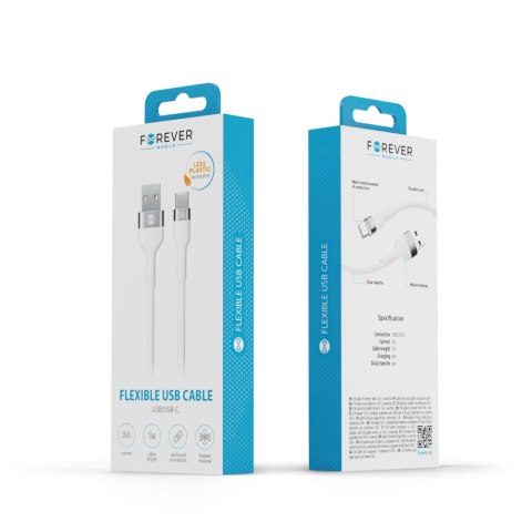 Forever kabel Flexible USB - USB-C 1,0 m 3A biały Forever kabel Flexible USB - USB-C 1,0 m 3A biały