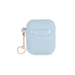 Guess etui do Airpods / Airpods 2 GUA2LSCHSB niebieskie Silicone Heart Charm