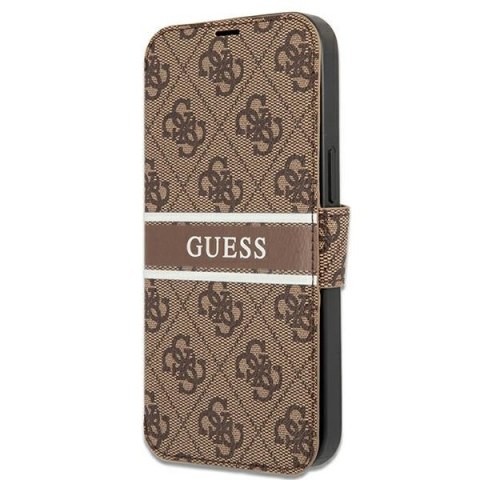 Guess etui do iPhone 13 Mini 5,4" GUBKP13S4GDBR brązowy book case 4G Stripe Guess etui do iPhone 13 Mini 5,4" GUBKP13S4GDBR brązowy book case 4G Stripe