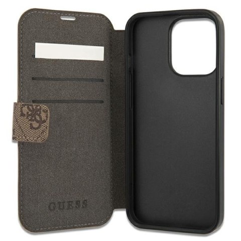 Guess etui do iPhone 13 Mini 5,4" GUBKP13S4GDBR brązowy book case 4G Stripe Guess etui do iPhone 13 Mini 5,4" GUBKP13S4GDBR brązowy book case 4G Stripe