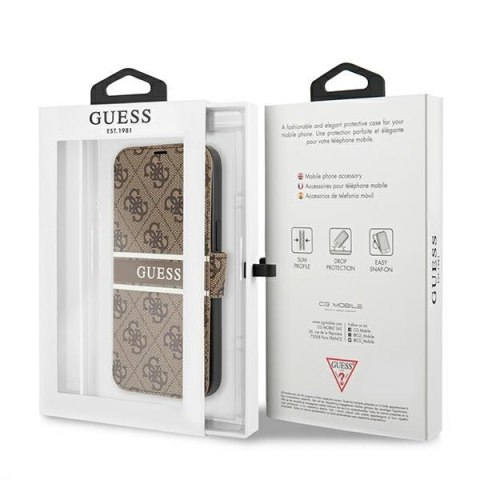 Guess etui do iPhone 13 Mini 5,4" GUBKP13S4GDBR brązowy book case 4G Stripe Guess etui do iPhone 13 Mini 5,4" GUBKP13S4GDBR brązowy book case 4G Stripe