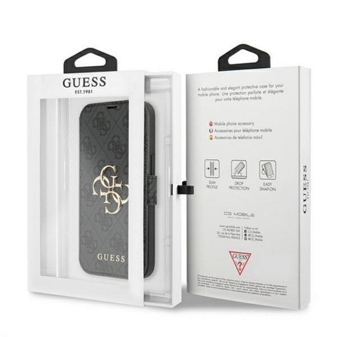 Guess etui do iPhone 13 Pro / 13 6,1" GUBKP13L4GMGGR szary book case 4G Big Metal Logo Guess etui do iPhone 13 Pro / 13 6,1" GUBKP13L4GMGGR szary book case 4G Big Metal Logo
