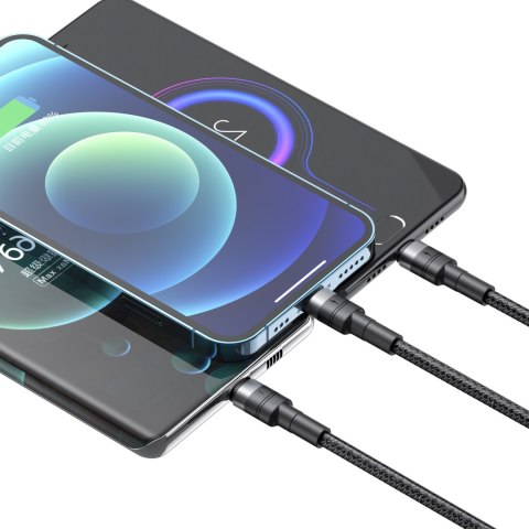 XO kabel NB-Q191 3w1 USB - Lightning + USB-C + microUSB 1,2 m 40W czarny XO kabel NB-Q191 3w1 USB - Lightning + USB-C + microUSB 1,2 m 40W czarny