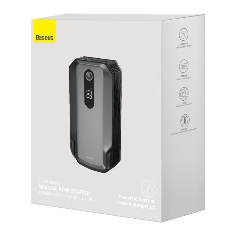 Baseus powerbank Power Starter Jump Starter urządzenie rozruchowe booster 20000mAh 12V (2000A / 1000A) + kable krokodylki czarny Baseus powerbank Power Starter Jump Starter urządzenie rozruchowe booster 20000mAh 12V (2000A / 1000A) + kable krokodylki czarny