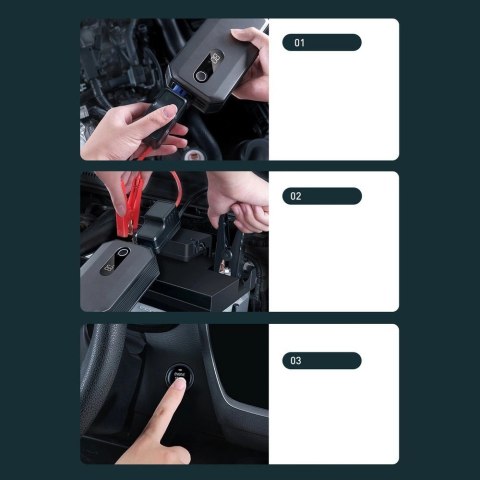 Baseus powerbank Power Starter Jump Starter urządzenie rozruchowe booster 20000mAh 12V (2000A / 1000A) + kable krokodylki czarny Baseus powerbank Power Starter Jump Starter urządzenie rozruchowe booster 20000mAh 12V (2000A / 1000A) + kable krokodylki czarny