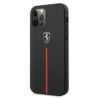 Etui Ferrari Off Track Leather Nylon Stripe na iPhone 12 Pro Max - czarne