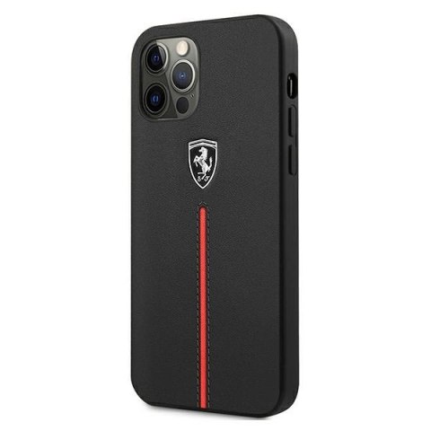 Etui Ferrari Off Track Leather Nylon Stripe na iPhone 12 Pro Max - czarne