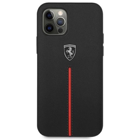 Etui Ferrari Off Track Leather Nylon Stripe na iPhone 12 Pro Max - czarne