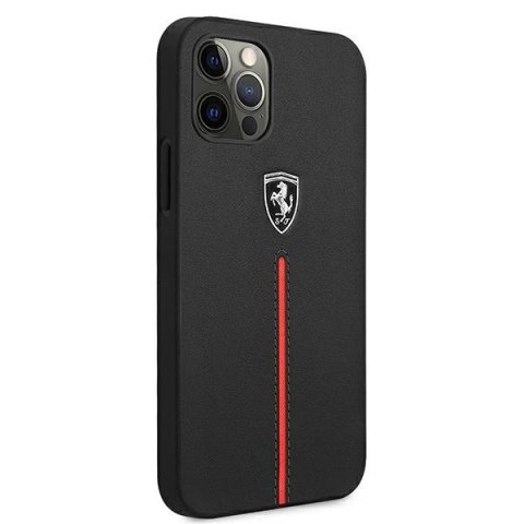 Etui Ferrari Off Track Leather Nylon Stripe na iPhone 12 Pro Max - czarne