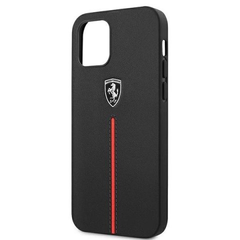 Etui Ferrari Off Track Leather Nylon Stripe na iPhone 12 Pro Max - czarne