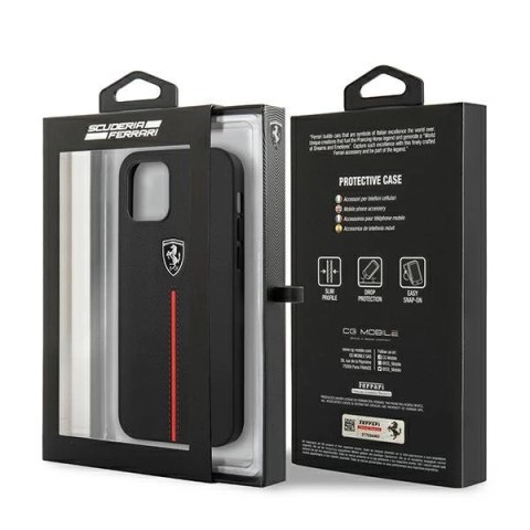 Etui Ferrari Off Track Leather Nylon Stripe na iPhone 12 Pro Max - czarne