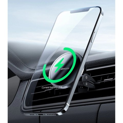 Joyroom samochodowy uchwyt magnetyczny bezprzewodowa indukcyjna ładowarka Qi 15 W (kompatybilna z MagSafe do iPhone) czarny (JR- Joyroom samochodowy uchwyt magnetyczny bezprzewodowa indukcyjna ładowarka Qi 15 W (kompatybilna z MagSafe do iPhone) czarny (JR-