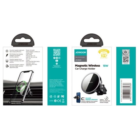 Joyroom samochodowy uchwyt magnetyczny bezprzewodowa indukcyjna ładowarka Qi 15 W (kompatybilna z MagSafe do iPhone) czarny (JR- Joyroom samochodowy uchwyt magnetyczny bezprzewodowa indukcyjna ładowarka Qi 15 W (kompatybilna z MagSafe do iPhone) czarny (JR-