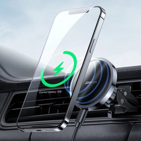 Joyroom samochodowy uchwyt magnetyczny bezprzewodowa indukcyjna ładowarka Qi 15 W (kompatybilna z MagSafe do iPhone) czarny (JR- Joyroom samochodowy uchwyt magnetyczny bezprzewodowa indukcyjna ładowarka Qi 15 W (kompatybilna z MagSafe do iPhone) czarny (JR-