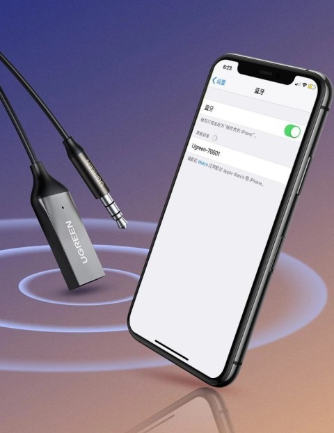 Ugreen odbiornik dźwięku Bluetooth 5.0 kabel USB adapter audio AUX jack czarny (70601 CM309) Ugreen odbiornik dźwięku Bluetooth 5.0 kabel USB adapter audio AUX jack czarny (70601 CM309)