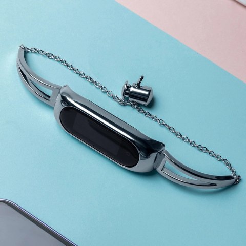 Zamienna metalowa opaska bransoleta łańcuszek pasek do Xiaomi Mi Band 6 / 5 / 4 / 3 srebrny Zamienna metalowa opaska bransoleta łańcuszek pasek do Xiaomi Mi Band 6 / 5 / 4 / 3 srebrny