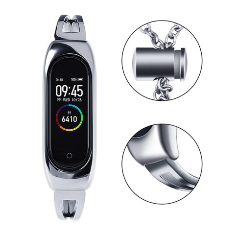 Zamienna metalowa opaska bransoleta łańcuszek pasek do Xiaomi Mi Band 6 / 5 / 4 / 3 srebrny Zamienna metalowa opaska bransoleta łańcuszek pasek do Xiaomi Mi Band 6 / 5 / 4 / 3 srebrny