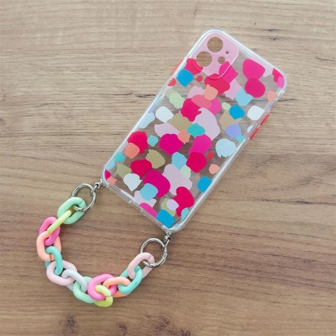 Color Chain Case żelowe elastyczne etui z łańcuchem łańcuszkiem zawieszką do iPhone SE 2022 / SE 2020 / iPhone 8 / iPhone 7 wiel