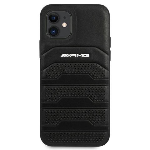 Etui AMG Leather Debossed Lines na iPhone 12 mini - czarne