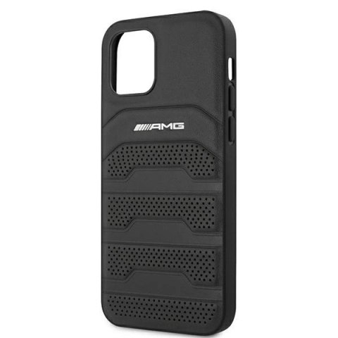 Etui AMG Leather Debossed Lines na iPhone 12 mini - czarne