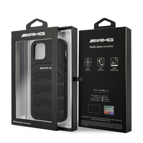 Etui AMG Leather Debossed Lines na iPhone 12 mini - czarne