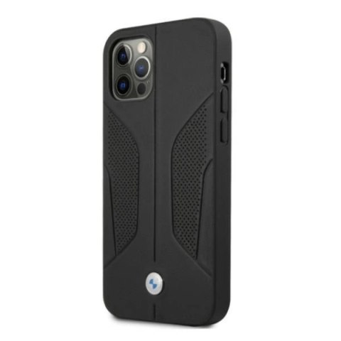 Etui BMW Leather Perforate Sides na iPhone 12 Pro Max - czarne Etui BMW Leather Perforate Sides na iPhone 12 Pro Max - czarne