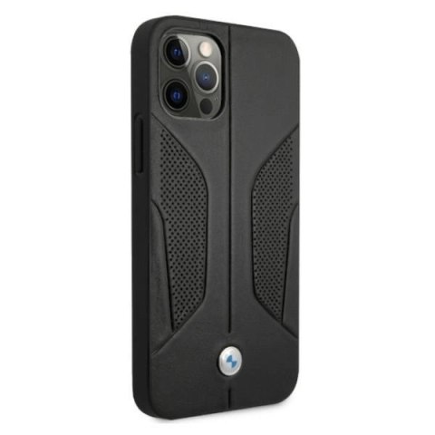 Etui BMW Leather Perforate Sides na iPhone 12 Pro Max - czarne Etui BMW Leather Perforate Sides na iPhone 12 Pro Max - czarne