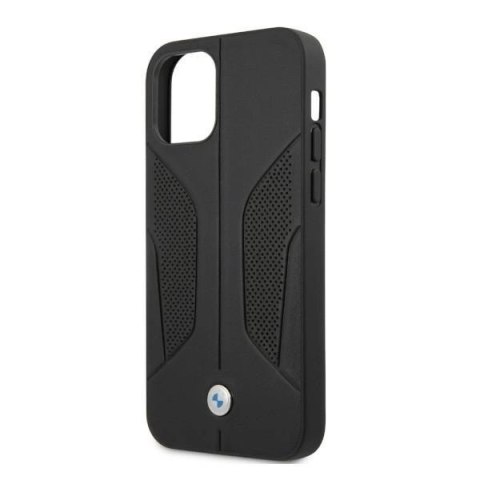 Etui BMW Leather Perforate Sides na iPhone 12 Pro Max - czarne Etui BMW Leather Perforate Sides na iPhone 12 Pro Max - czarne