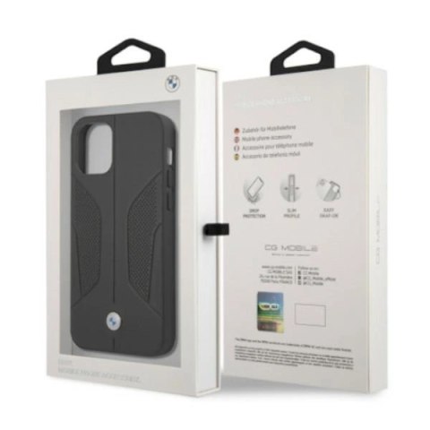 Etui BMW Leather Perforate Sides na iPhone 12 Pro Max - czarne Etui BMW Leather Perforate Sides na iPhone 12 Pro Max - czarne