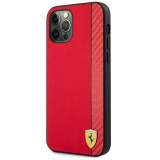 Etui Ferrari On Track Carbon Stripe na iPhone 12 Pro Max - czerwone