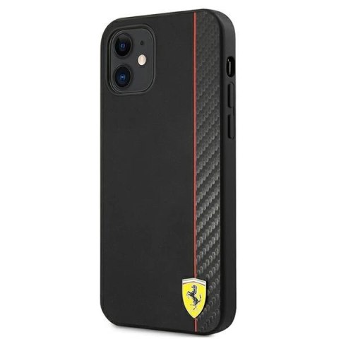 Etui Ferrari On Track Carbon Stripe na iPhone 12 mini - czarne Etui Ferrari On Track Carbon Stripe na iPhone 12 mini - czarne