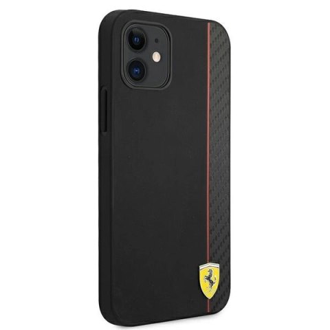 Etui Ferrari On Track Carbon Stripe na iPhone 12 mini - czarne Etui Ferrari On Track Carbon Stripe na iPhone 12 mini - czarne