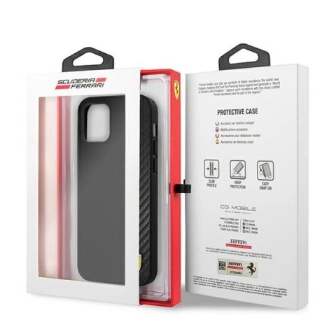 Etui Ferrari On Track Carbon Stripe na iPhone 12 mini - czarne Etui Ferrari On Track Carbon Stripe na iPhone 12 mini - czarne
