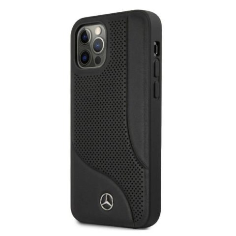 Etui Mercedes Leather Perforated Area na iPhone 12 Pro Max - czarne Etui Mercedes Leather Perforated Area na iPhone 12 Pro Max - czarne