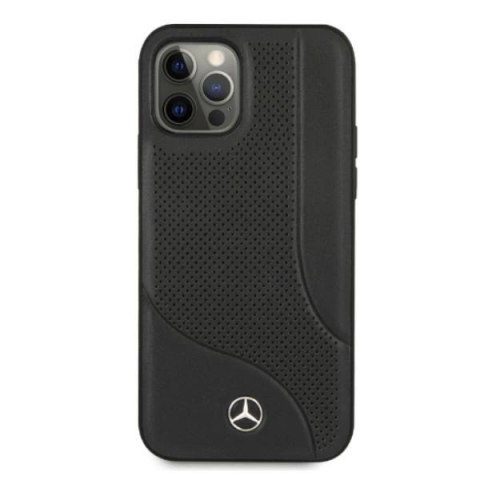 Etui Mercedes Leather Perforated Area na iPhone 12 Pro Max - czarne Etui Mercedes Leather Perforated Area na iPhone 12 Pro Max - czarne
