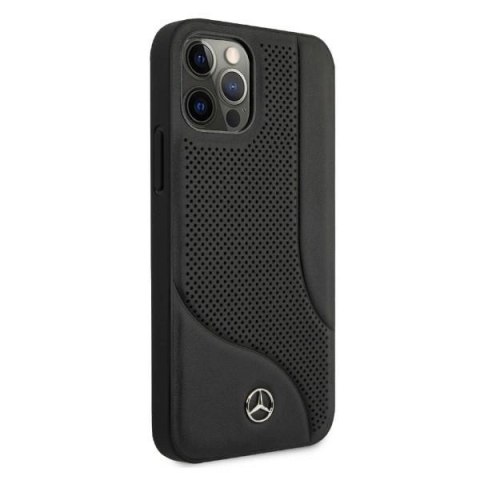 Etui Mercedes Leather Perforated Area na iPhone 12 Pro Max - czarne Etui Mercedes Leather Perforated Area na iPhone 12 Pro Max - czarne