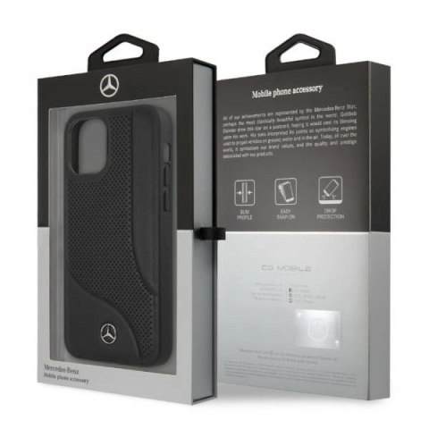 Etui Mercedes Leather Perforated Area na iPhone 12 Pro Max - czarne Etui Mercedes Leather Perforated Area na iPhone 12 Pro Max - czarne