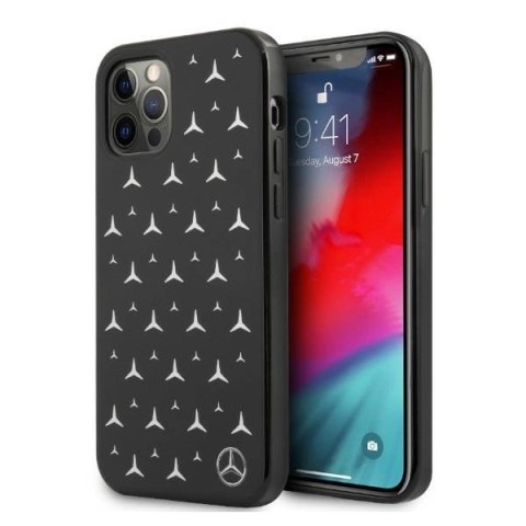 Etui Mercedes Silver Stars Pattern na iPhone 12 / iPhone 12 Pro - czarne Etui Mercedes Silver Stars Pattern na iPhone 12 / iPhone 12 Pro - czarne