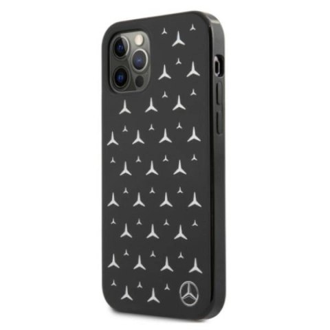 Etui Mercedes Silver Stars Pattern na iPhone 12 / iPhone 12 Pro - czarne Etui Mercedes Silver Stars Pattern na iPhone 12 / iPhone 12 Pro - czarne